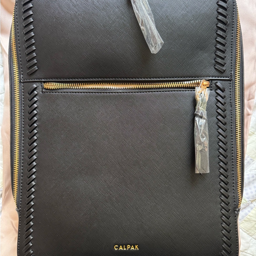 Calpak Black Backpack with Gold Zippers